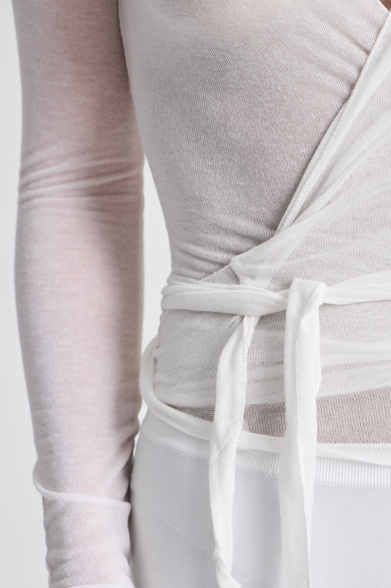 Anne Wrap langærmet t-shirt - hvid